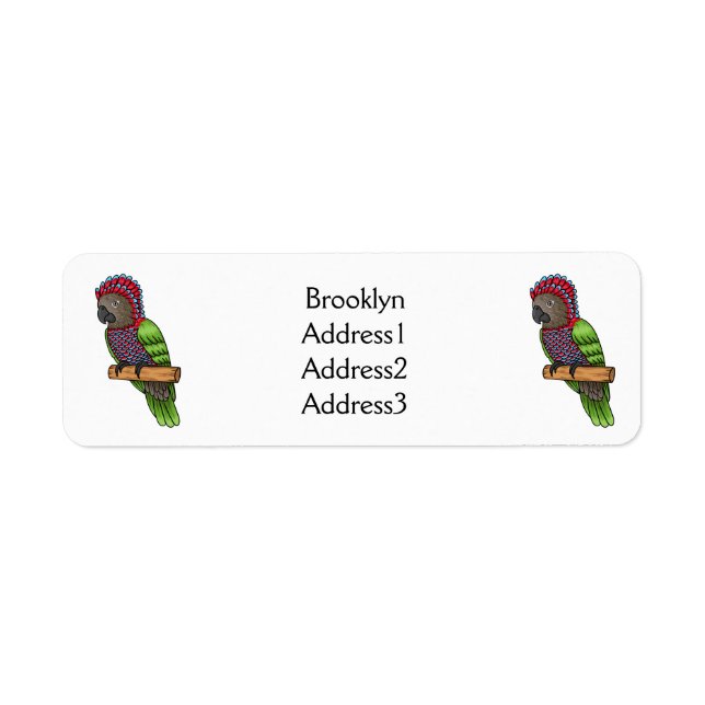 Hawk headed parrot bird cartoon illustration return address label (Front)