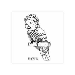Hawk headed parrot bird cartoon illustration rubber stamp