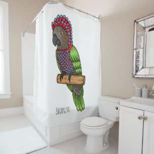 Hawk headed parrot bird cartoon illustration shower curtain