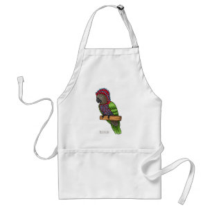Hawk headed parrot bird cartoon illustration standard apron