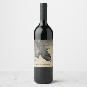 Hawk in a starry night sky wine label