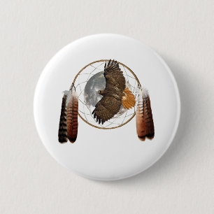 Hawk Moon 6 Cm Round Badge