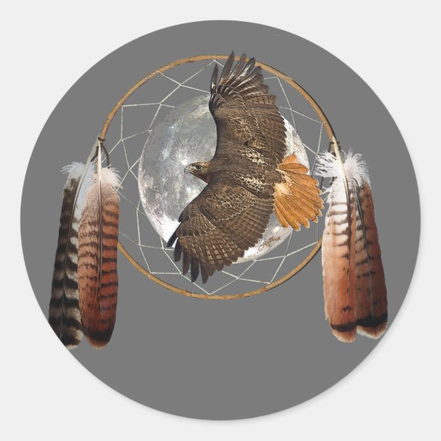 Hawk Moon Classic Round Sticker (Front)