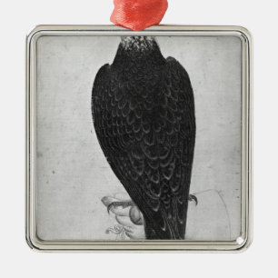 Hawk on hand metal ornament