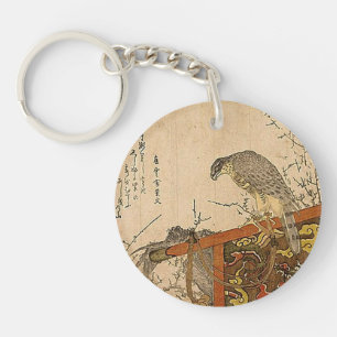 Hawk on Screen Perch Key Ring