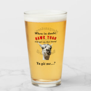 Hawk tuah spitting llama personalised barware  glass