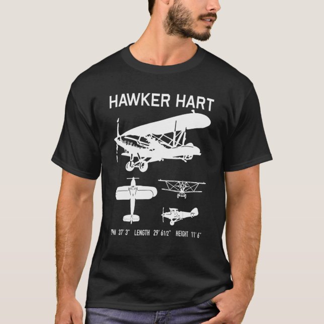 Hawker Hart British Ww2 Biplane Bomber Aircraft T-Shirt (Front)