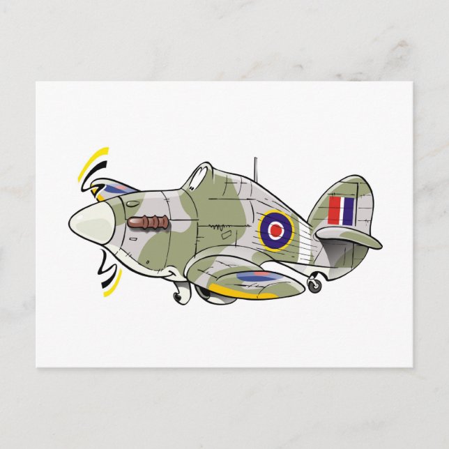 hawker hurricane caricature postcard (Front)