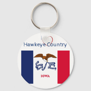 Hawkeyes Iowa Patriotic Flag  Button Key Ring