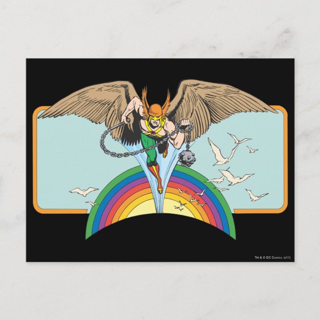 Hawkman Flies Thru Sky Postcard (Front)