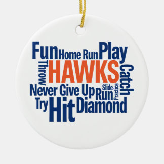 Hawks Baseball Ceramic Ornament