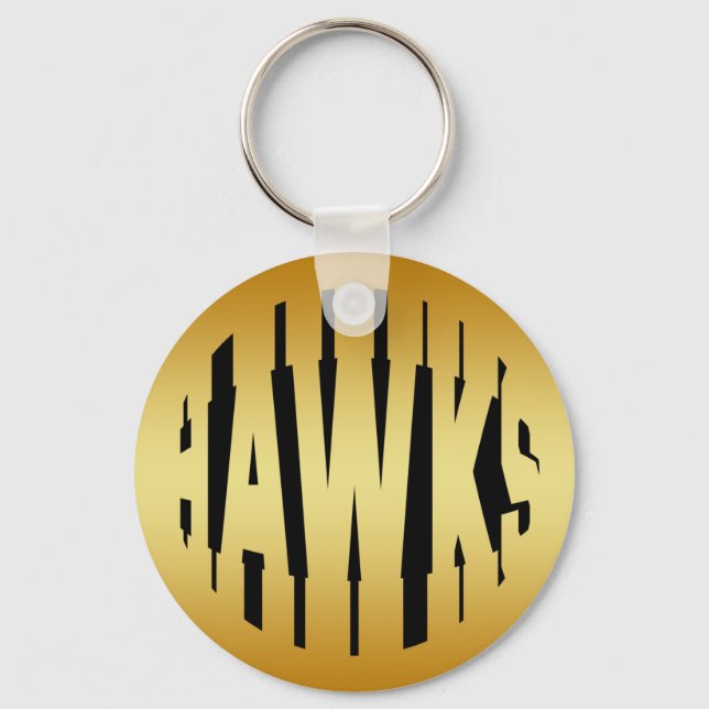 HAWKS - GOLD TEXT KEY RING (Front)