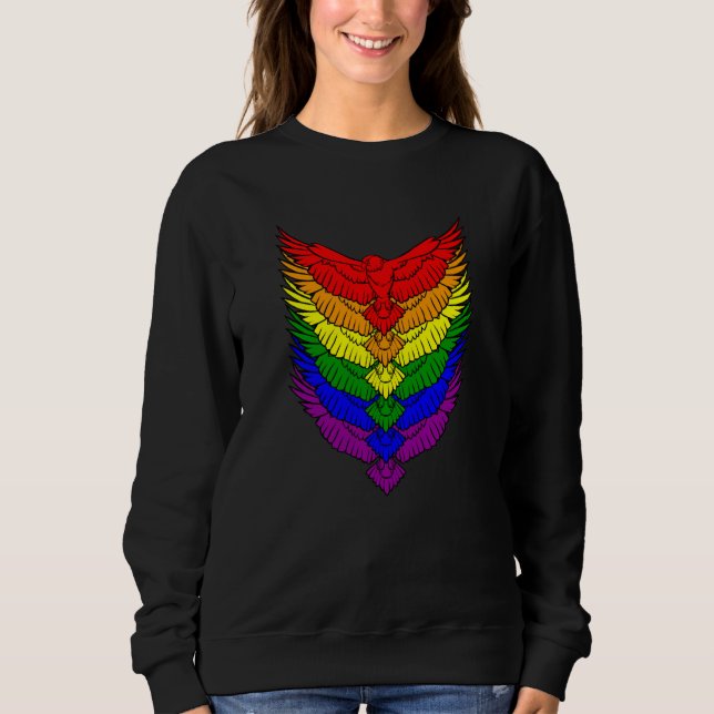 Hawks LGBTQ Strong Gay Pride Rainbow Flag LGBT Haw Sweatshirt (Front)