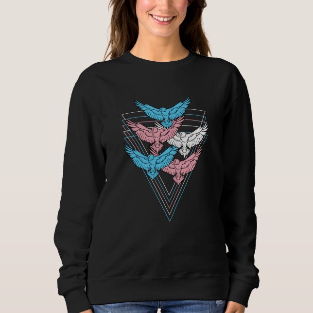 Hawks LGBTQ Strong Transgender Pride Flag Trans Ha Sweatshirt (Front)