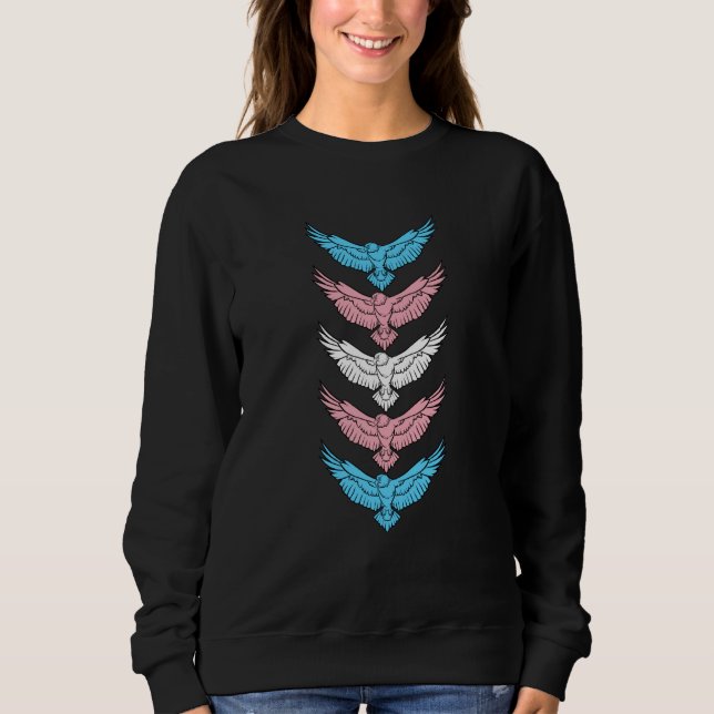 Hawks LGBTQ Strong Transgender Pride Flag Trans Ha Sweatshirt (Front)