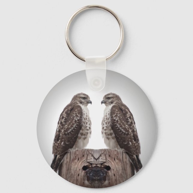 Hawks on a post key ring (Front)