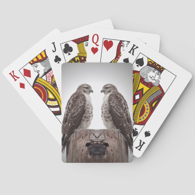 Hawks on a post playing cards (Back)