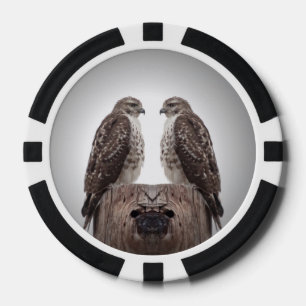 Hawks on a post poker chips