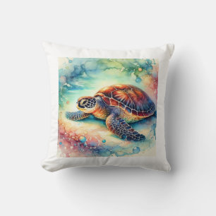 Hawksbill Sea Turtle 210724AREF122 - Watercolor Cushion