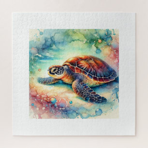Hawksbill Sea Turtle 210724AREF122 - Watercolor Jigsaw Puzzle