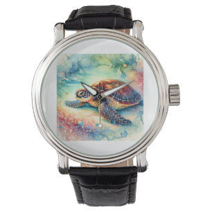 Hawksbill Sea Turtle 210724AREF122 - Watercolor Watch