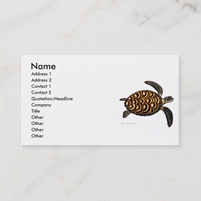 Hawksbill Sea Turtle Business Card (Front)