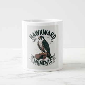 Hawkward Moments - Funny Hawk & Bird Lover Pun Art Large Coffee Mug