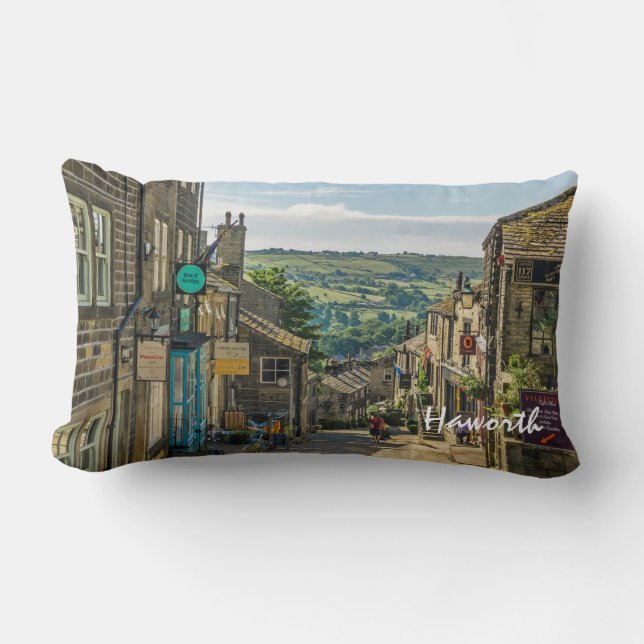 Haworth Yorkshire Dales Scenic Picturesque Lumbar Cushion (Front)