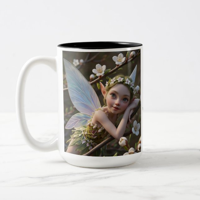 Hawthorn Flower Fairy  Two-Tone Coffee Mug (Left)