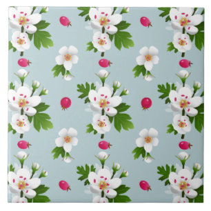 Hawthorn Flowers Ceramic Tile