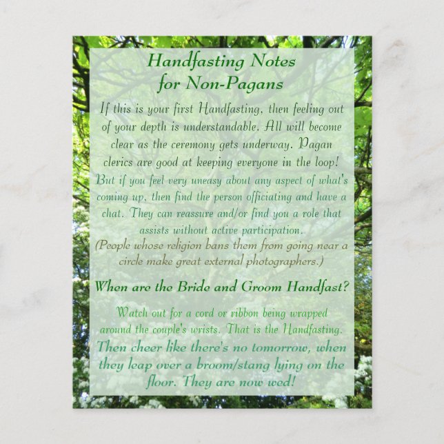 Hawthorn & Oak Handfasting Program with Notes (Front)