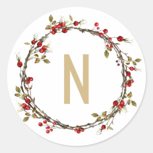 Hawthorn Wreath Monogram Stickers