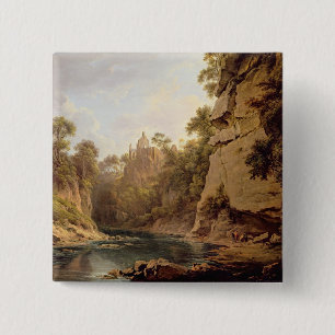 Hawthornden Castle, near Edinburgh, c.1820-22 (oil 15 Cm Square Badge