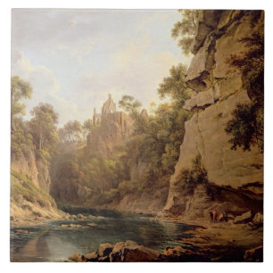 Hawthornden Castle, near Edinburgh, c.1820-22 (oil Ceramic Tile