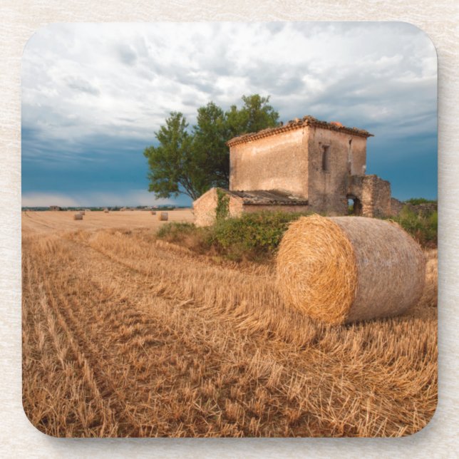 Hay bale in Provence field Coaster (Front)