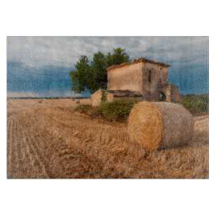 Hay bale in Provence field Cutting Board
