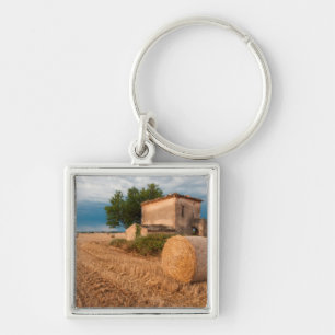 Hay bale in Provence field Key Ring