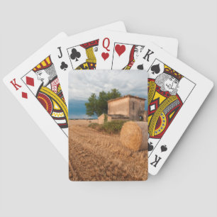 Hay bale in Provence field Playing Cards