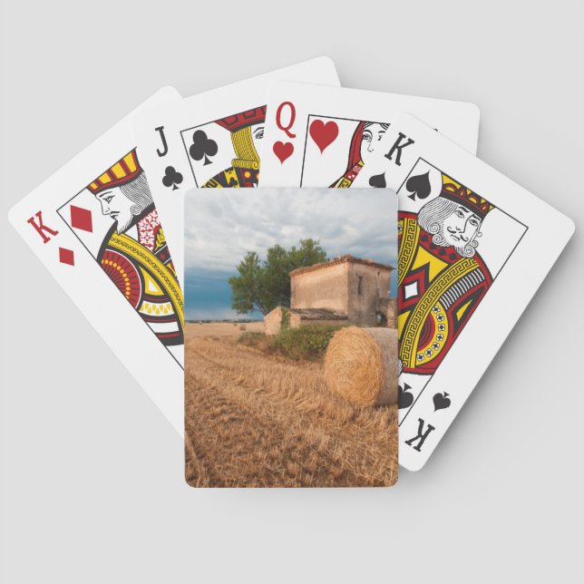 Hay bale in Provence field Playing Cards (Back)