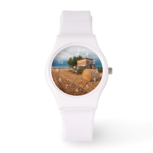 Hay bale in Provence field Watch (Front)