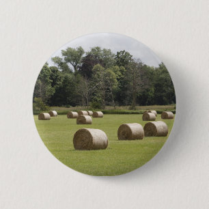 Hay bales 6 cm round badge