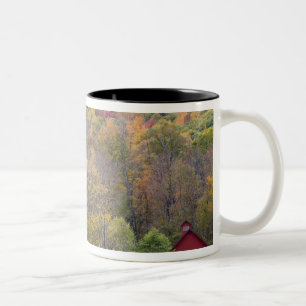Hay bales and fall foliage, on a farm in Two-Tone coffee mug