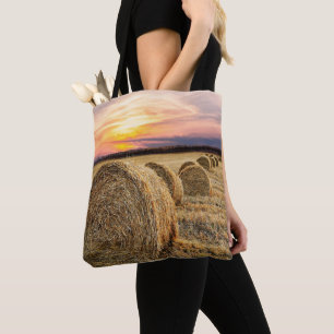 Hay Bales Farm Ranch Sunset Tote Bag