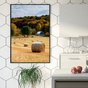 Hay Bales In The Fall Poster