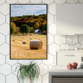 Hay Bales In The Fall  Poster