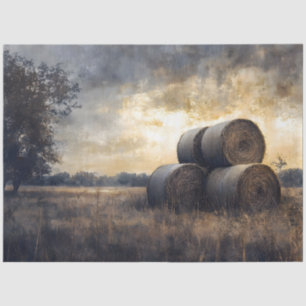 Hay Bales in the Field Vintage Decoupage Tissue Paper