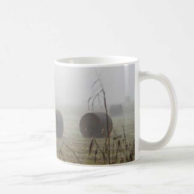 Hay Bales In The Fog Coffee Mug (Right)