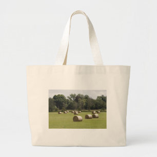 Hay bales large tote bag