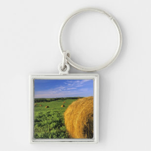 Hay Bales near Bottineau North Dakota Key Ring