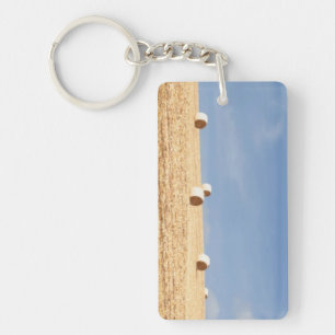 Hay Bales on Field Key Ring